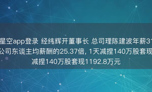 星空app登录 经纬辉开董事长 总司理陈建波年薪310.94万元是公司东谈主均薪酬的25.37倍, 1天减捏140万股套现1192.8万元