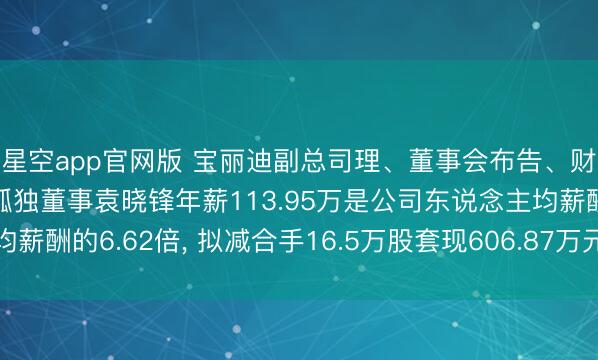 星空app官网版 宝丽迪副总司理、董事会布告、财务追究东说念主、非孤独董事袁晓锋年薪113.95万是公司东说念主均薪酬的6.62倍, 拟减合手16.5万股套现606.87万元异常于5.33年工资