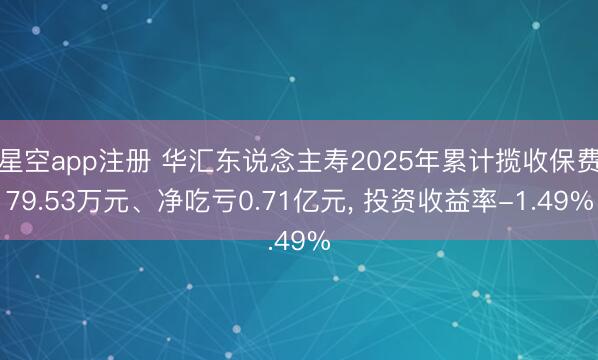 星空app注册 华汇东说念主寿2025年累计揽收保费79.53万元、净吃亏0.71亿元， 投资收益率-1.49%