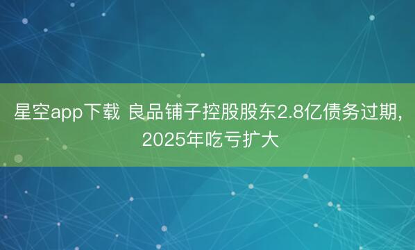 星空app下载 良品铺子控股股东2.8亿债务过期, 2025年吃亏扩大