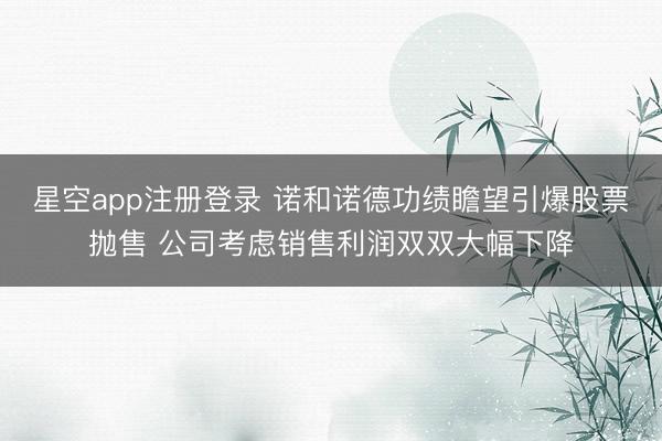 星空app注册登录 诺和诺德功绩瞻望引爆股票抛售 公司考虑销售利润双双大幅下降