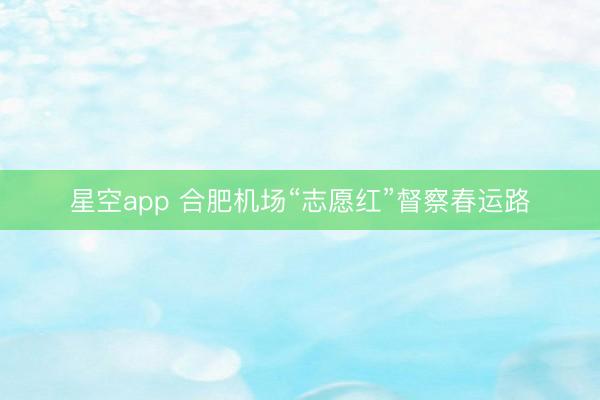 星空app 合肥机场“志愿红”督察春运路
