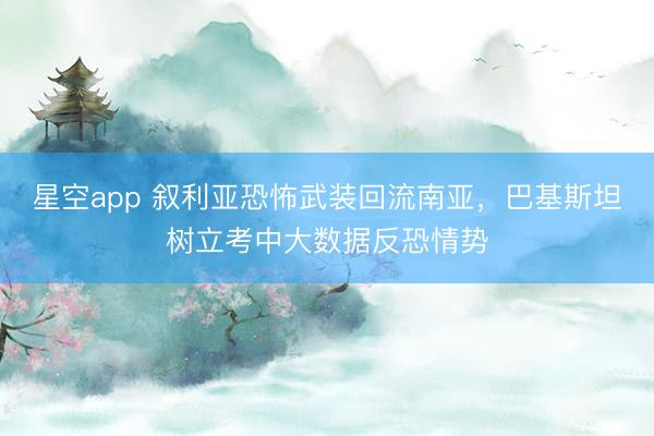 星空app 叙利亚恐怖武装回流南亚,巴基斯坦树立考中大数据反恐情势