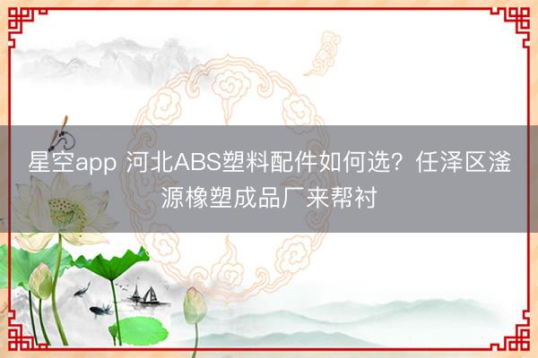 星空app 河北ABS塑料配件如何选?任泽区滏源橡塑成品厂来帮衬