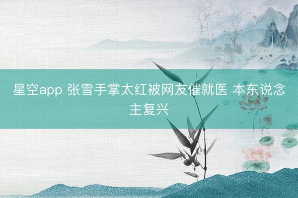 星空app 张雪手掌太红被网友催就医 本东说念主复兴