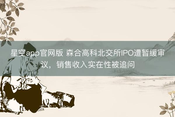 星空app官网版 森合高科北交所IPO遭暂缓审议,销售收入实在性被追问