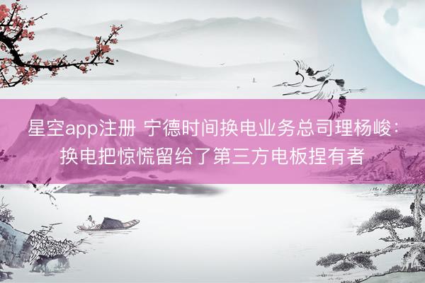 星空app注册 宁德时间换电业务总司理杨峻：换电把惊慌留给了第三方电板捏有者