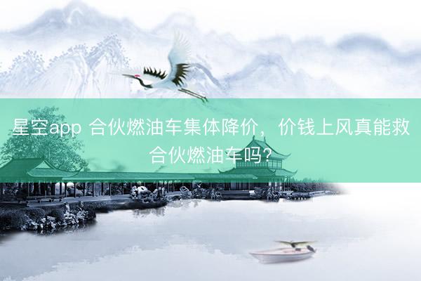 星空app 合伙燃油车集体降价，价钱上风真能救合伙燃油车吗?